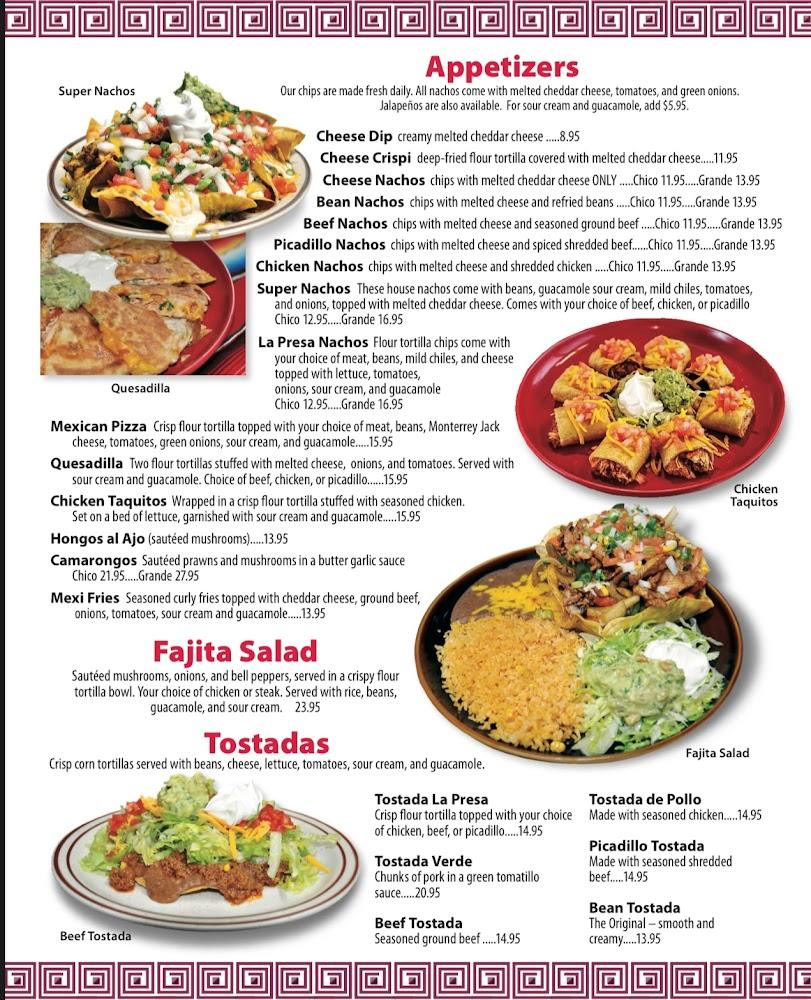 La Presa Mexican Restaurant Menu image 2